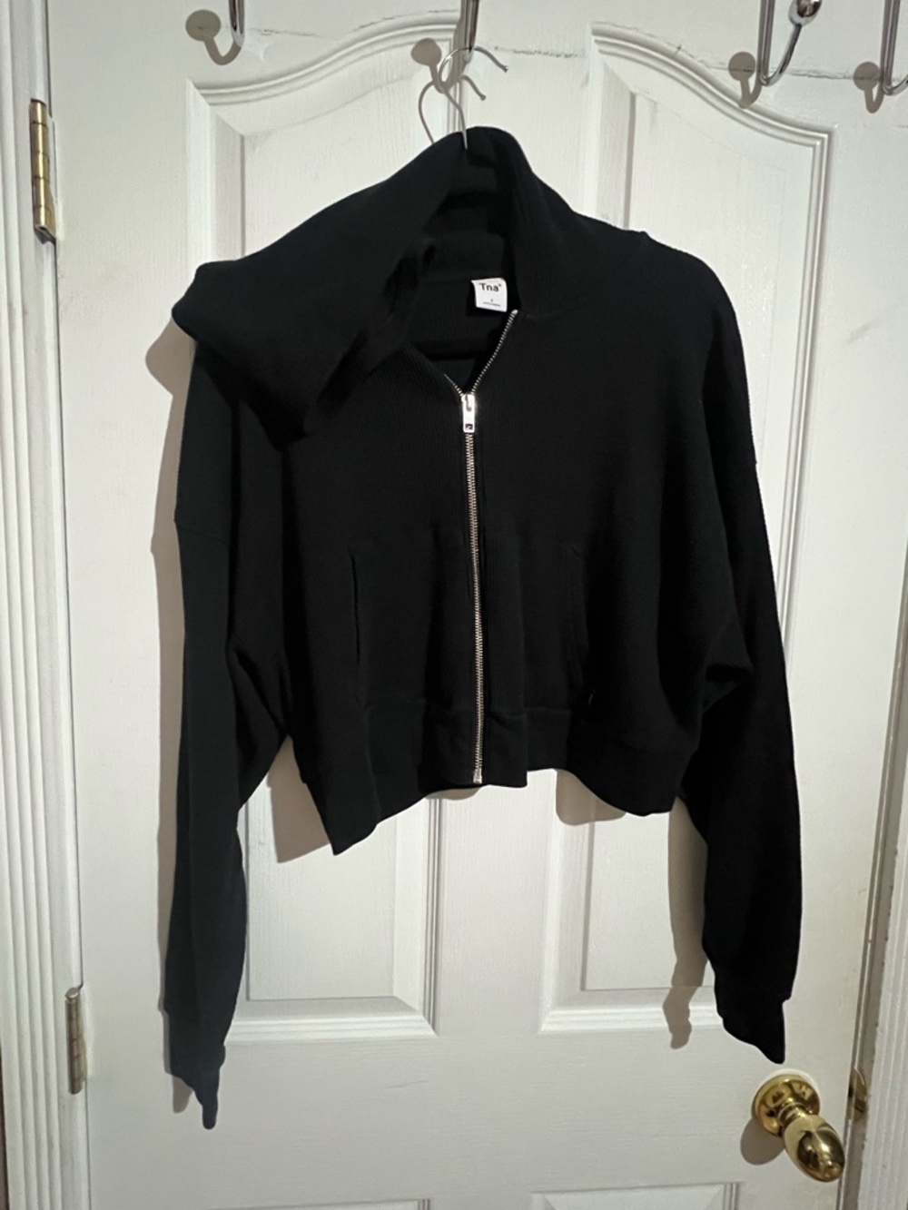 TNA Black Cropped Zip Bomber Jacket